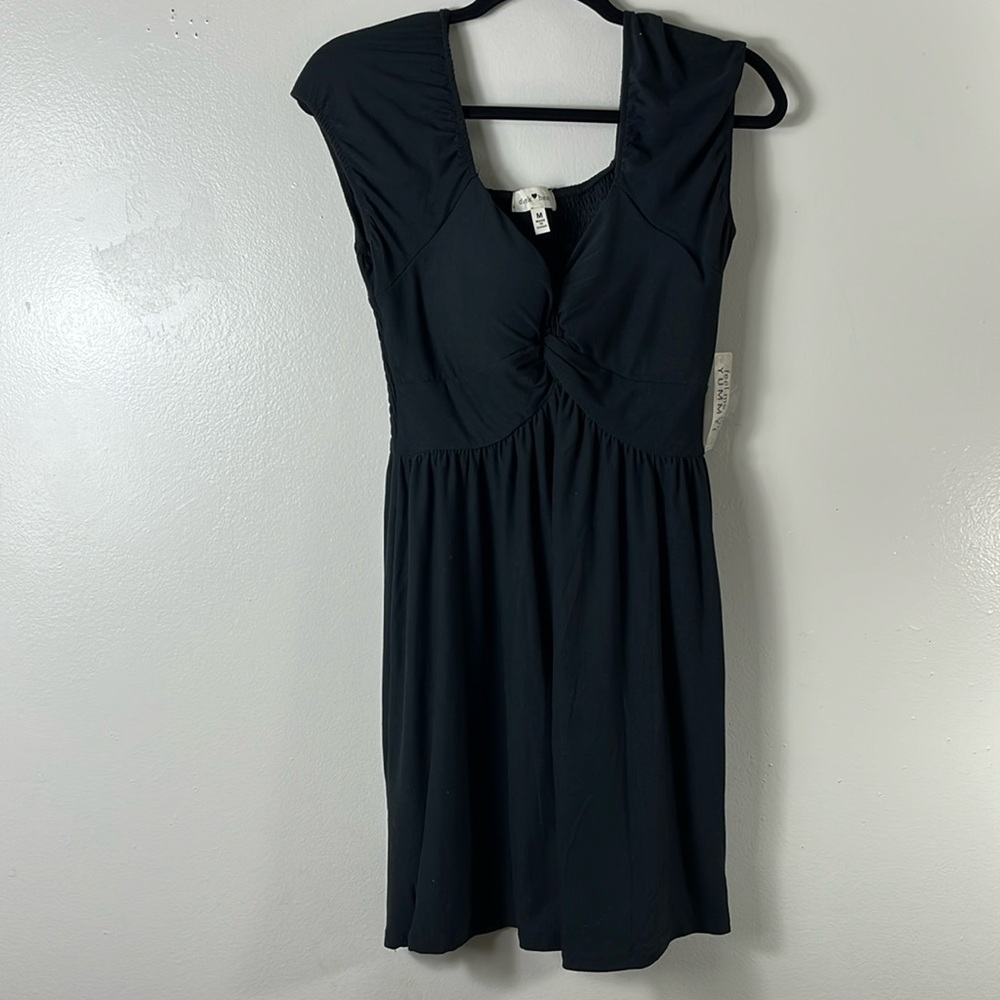 DEREK HEART Solid Black Yummy Foam Cup A-Line Mini Dress Women’s M NWT